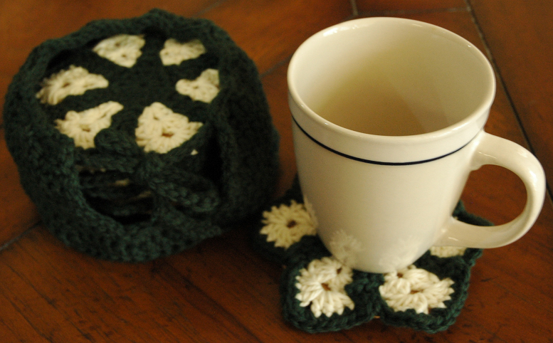 Set of 6 Crochet Flower Petal Coasters with Holder (Copy)